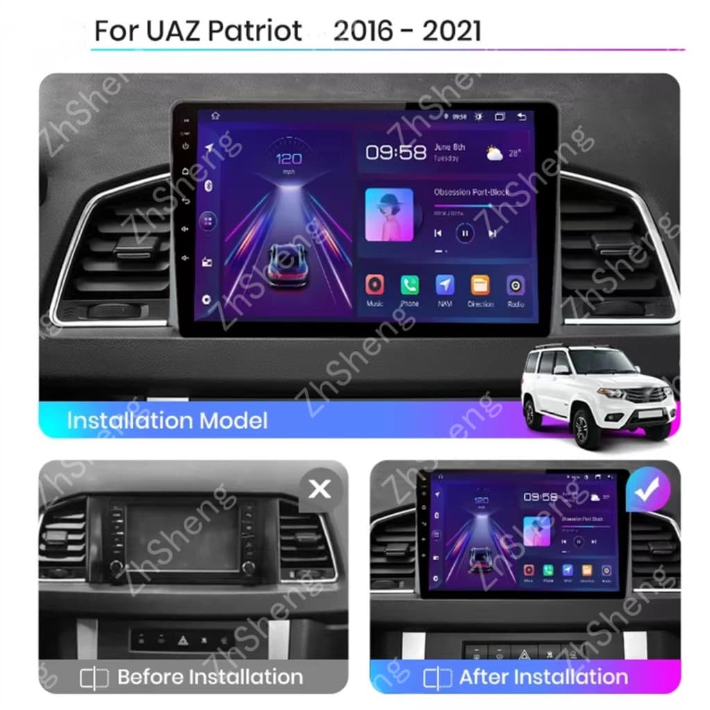 Compatible with UAZ Patriot Navigation Faceplate Large Screen Center Console Panel Modification Universal Frame Kit
