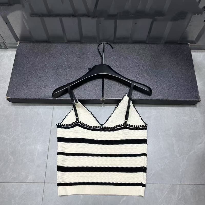 Miu-Style 2026 Summer New Letter Print Striped Tank Top, Slim Fit, Versatile
