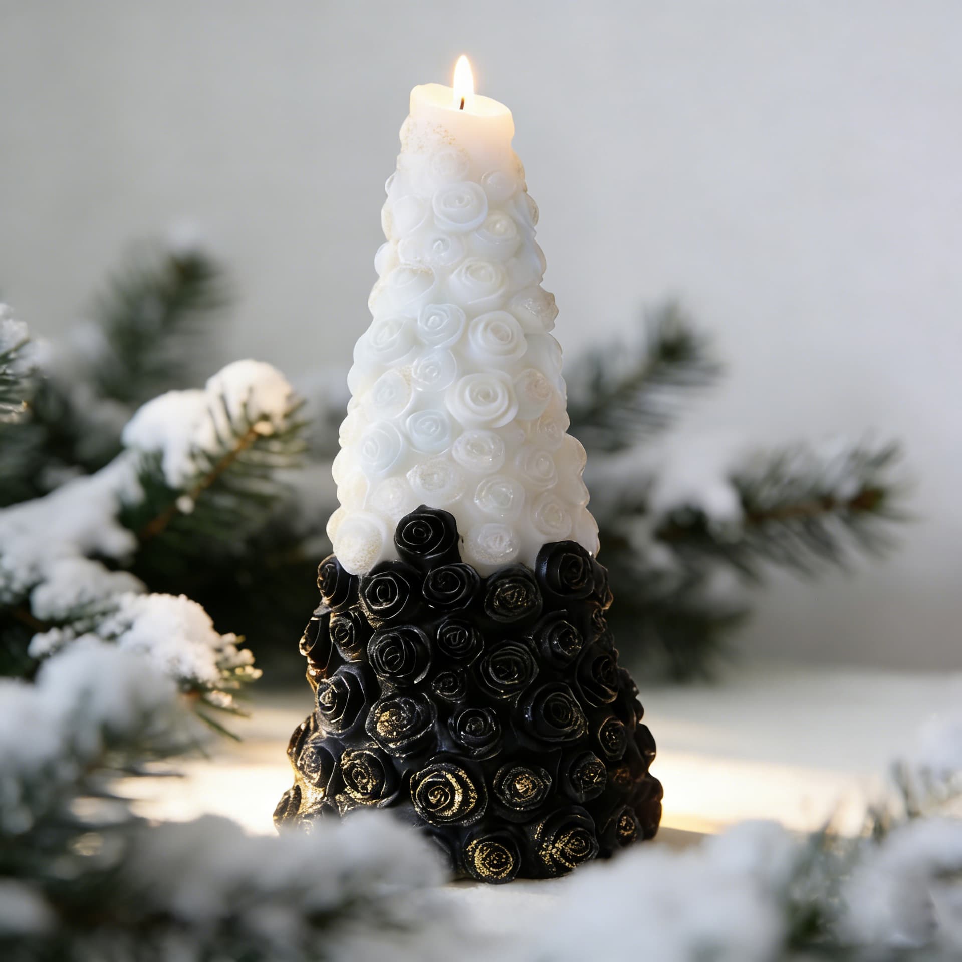 Rose Style Candle Mold Christmas Tree Decorations Aromatherapy Gypsum Ornaments Silicone Mold