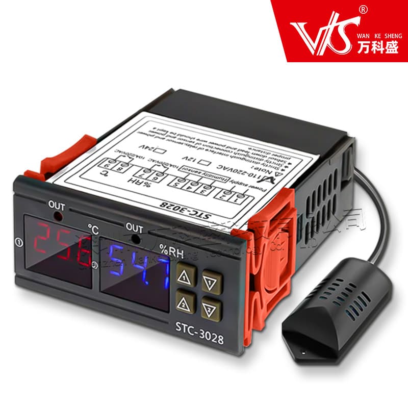 STC-3028 Intelligent Digital Display Temperature and Humidity Controller, Aquaculture and Hatching Temperature and Humidity Meter, Humidity Instrument and Temperature Controller