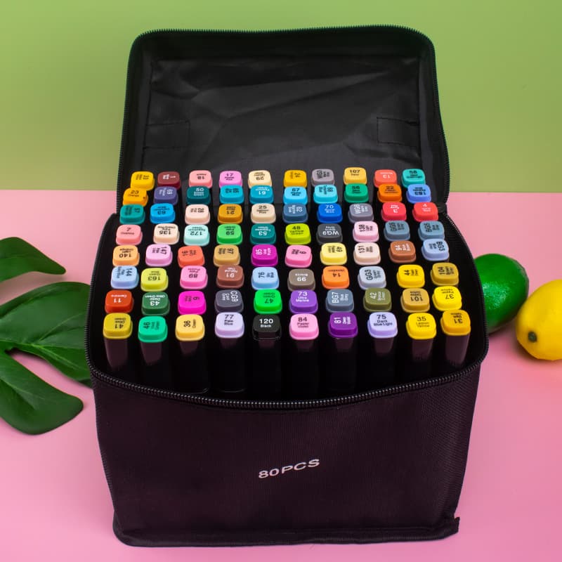 Oil-based double-ended marker set, skin tone, 168 colors, 80 colors, 24 colors, 12 colors, washable for children, wholesale.