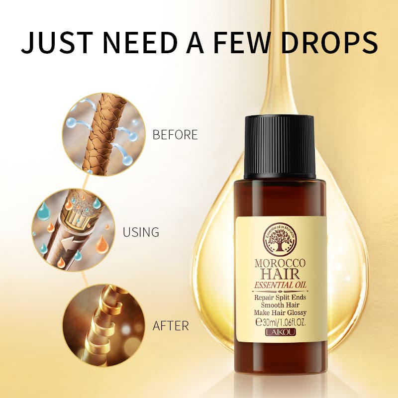 Laikou Hair Care Essential Oil 30ml Improves Frizz, Strengthens Weak and Split Ends, and Is Available for Wholesale from the Manufacturer