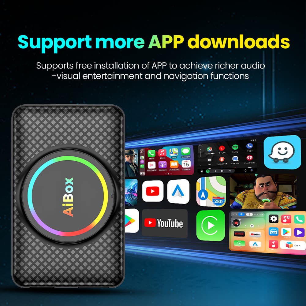 carplay wired to wireless box hdmi video adapter Android car machine interconnection box dual WIFI