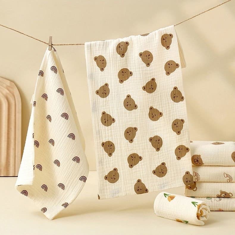 Baby Towel 25x50 Children's Rectangular Cotton Gauze Four-Layer Soft Absorbent Newborn Face Drool Bib