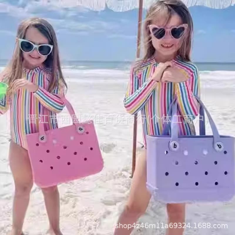 Hole-shaped children's beach storage bag, tote bag, printed EVA outdoor basket, pet bag, Amazon cross-border e-commerce, Europe and the United States.