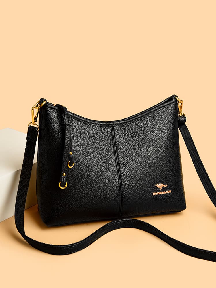 2025 New Cross-Border Soft Leather Large Capacity Retro Shoulder Bag Fashion Middle-Aged Mom Bag Crossbody Bucket Bag Women's Bag