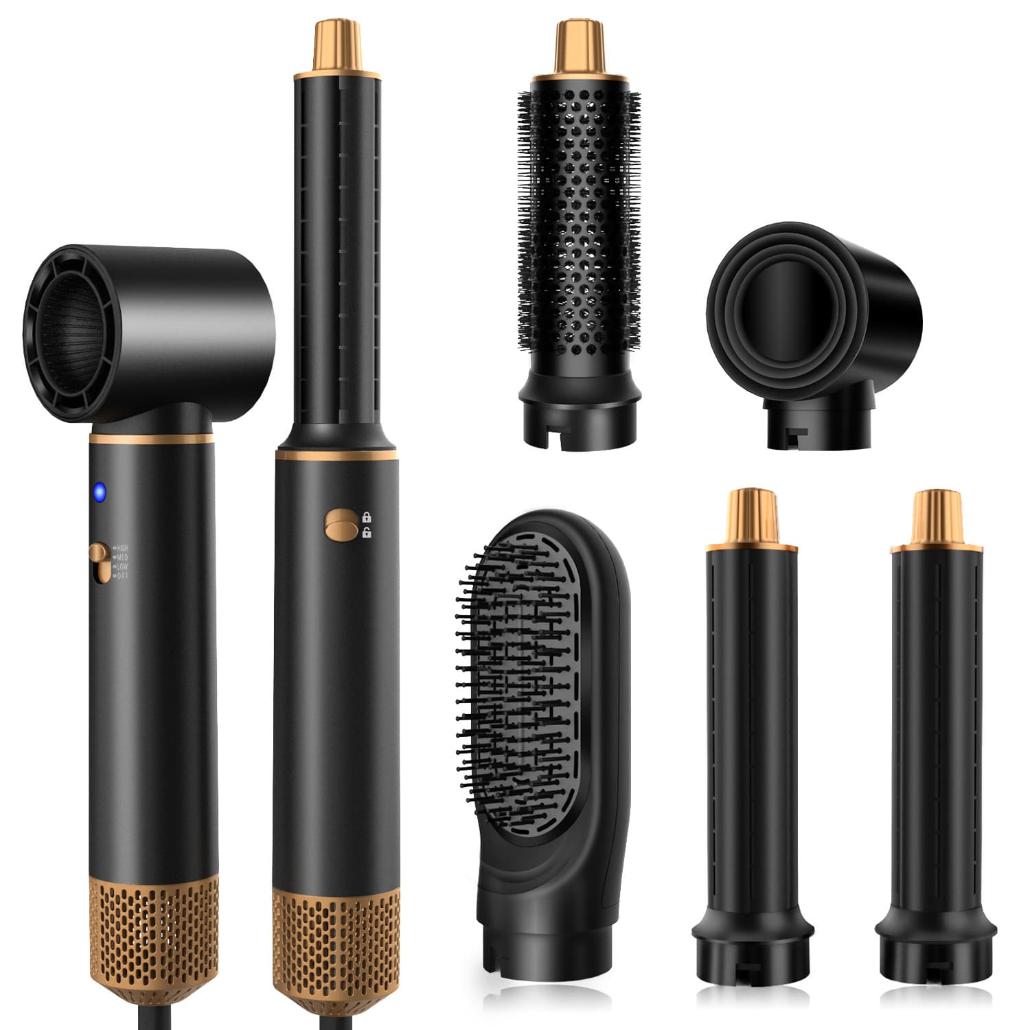 5-in-1 Hot Air Brush Multifunctional Hair Dryer Curling Straightening