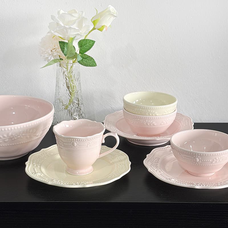 Creative Ins Gemstone Floral Pattern Dinnerware, Yellow Blue Pink, Home Gift Dinnerware, Wholesale in Stock