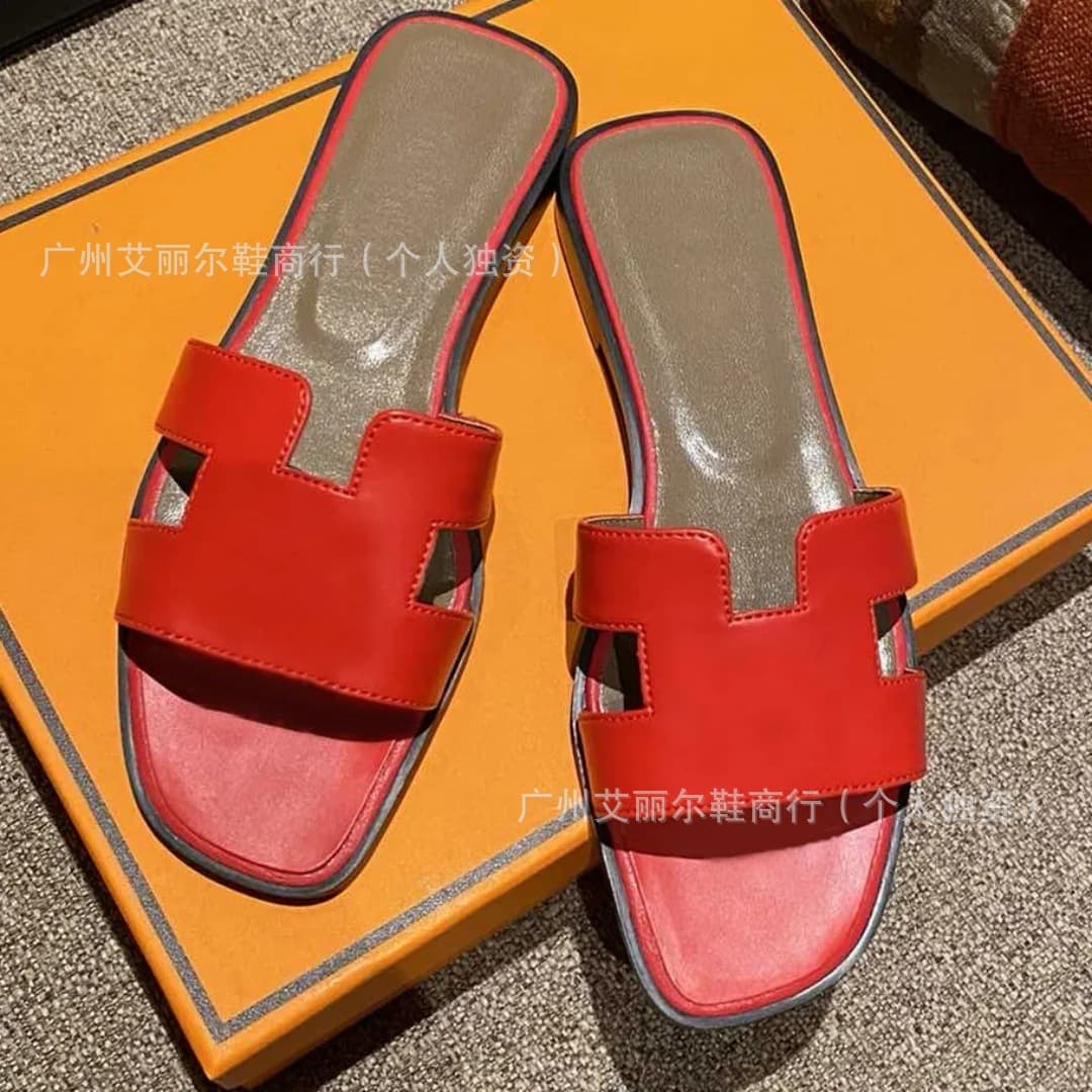 High-Quality Export H-Style Women's Slippers for Outdoor Wear, Flat-Soled Beach Casual Shoes, Hot-Selling Large-Size Women's Shoes