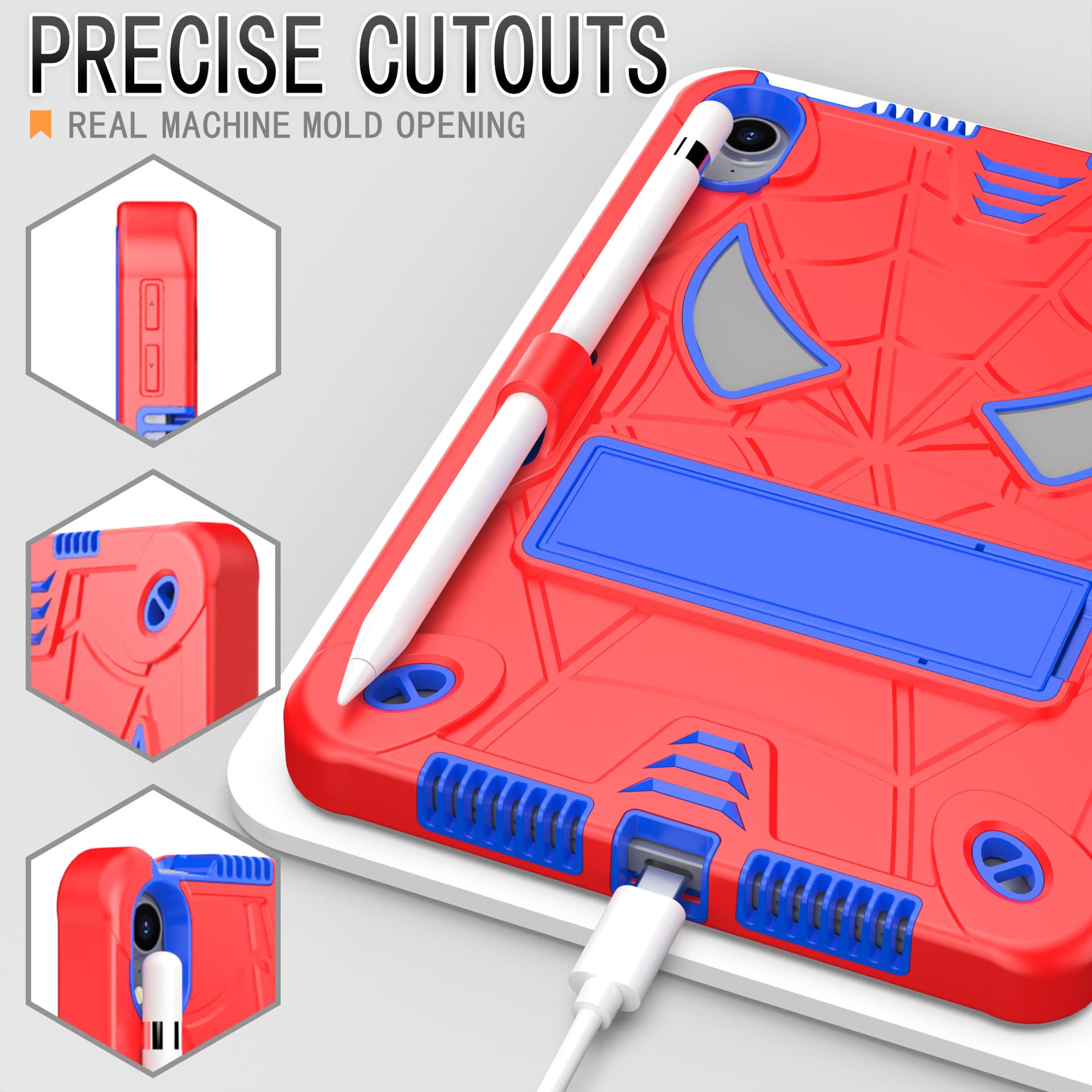 Creative Suitable for Apple ipadair4 2020 Edition Protective Case Spider-Man mini6 All-Covered Silicone Bracket Drop-Resistant