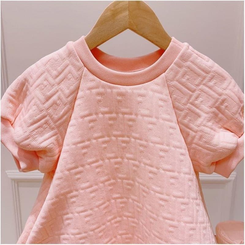 New Spring/Summer 2025 Fashionable Pink Girls' Short-Sleeved Mesh Dress for Big Girls
