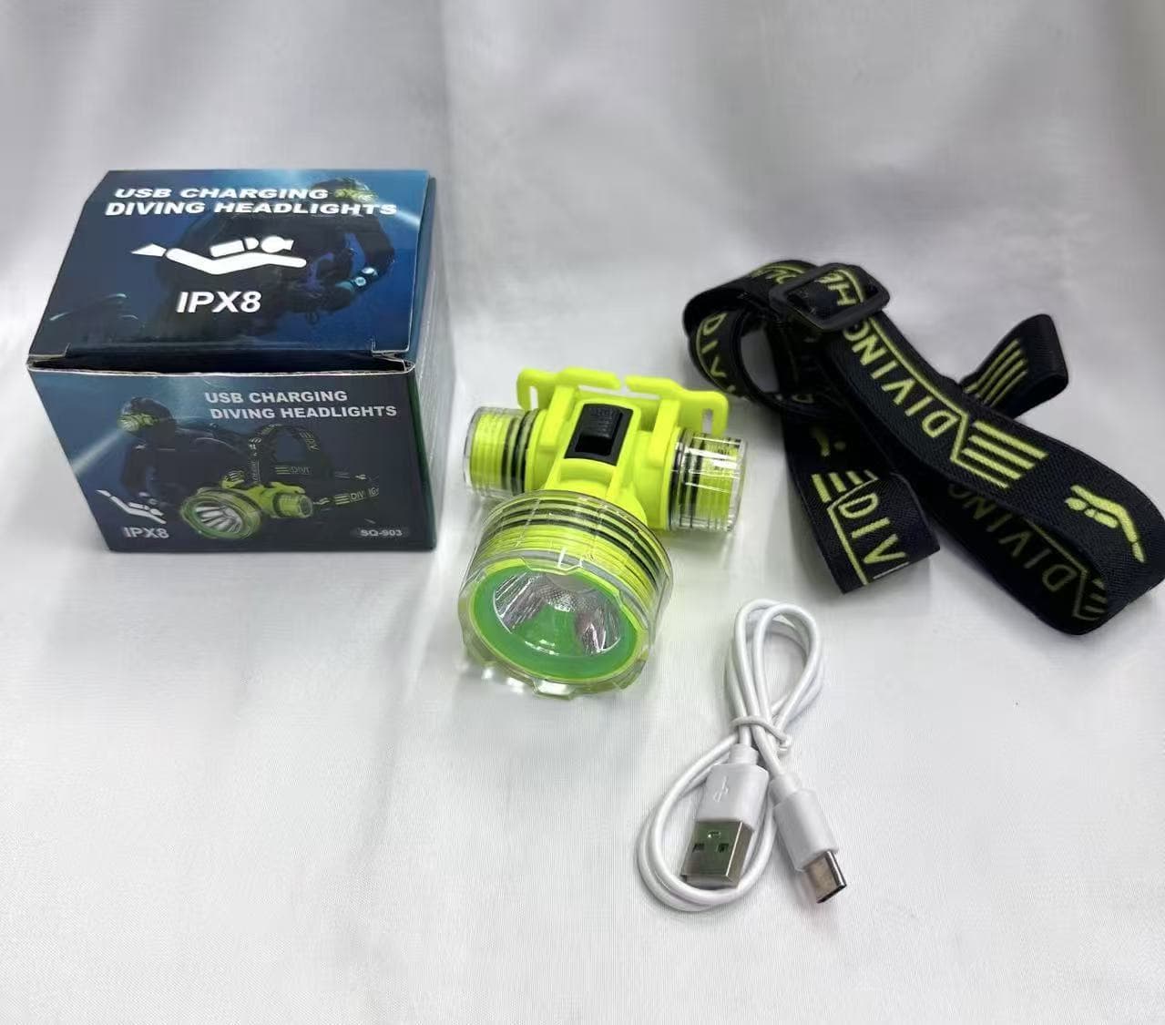 Deep Sea Diving Headlight Waterproof Long-Range USB Charging High-Power Long-Life Led Fixed-Focus Head-Mounted Flashlight