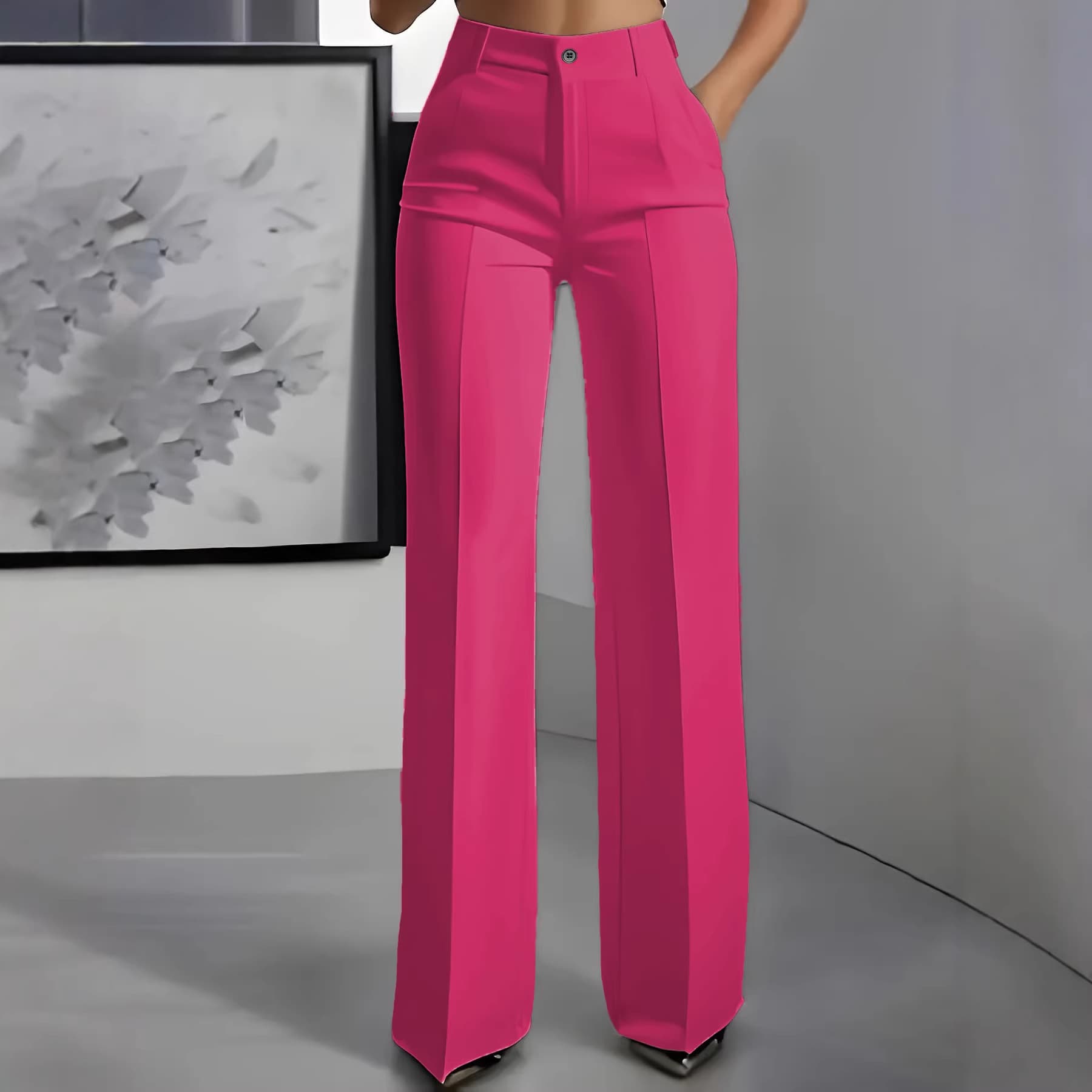 European and American Cross-Border 2026 Amazon Independent Station Women's New High-Waist Drape Straight-Leg Simple Suit Trousers