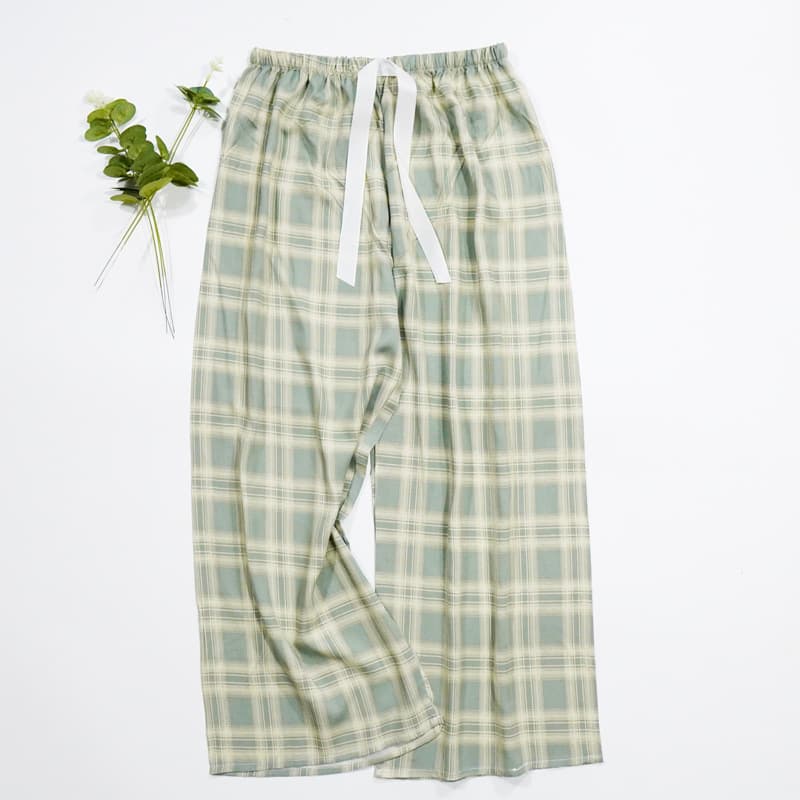 2026 New 45 Summer Cotton Silk Pajama Pants 3/4 Length Wide Leg Pants for Women Thin Plus Size Loose Air Conditioning Pants Beach Pants