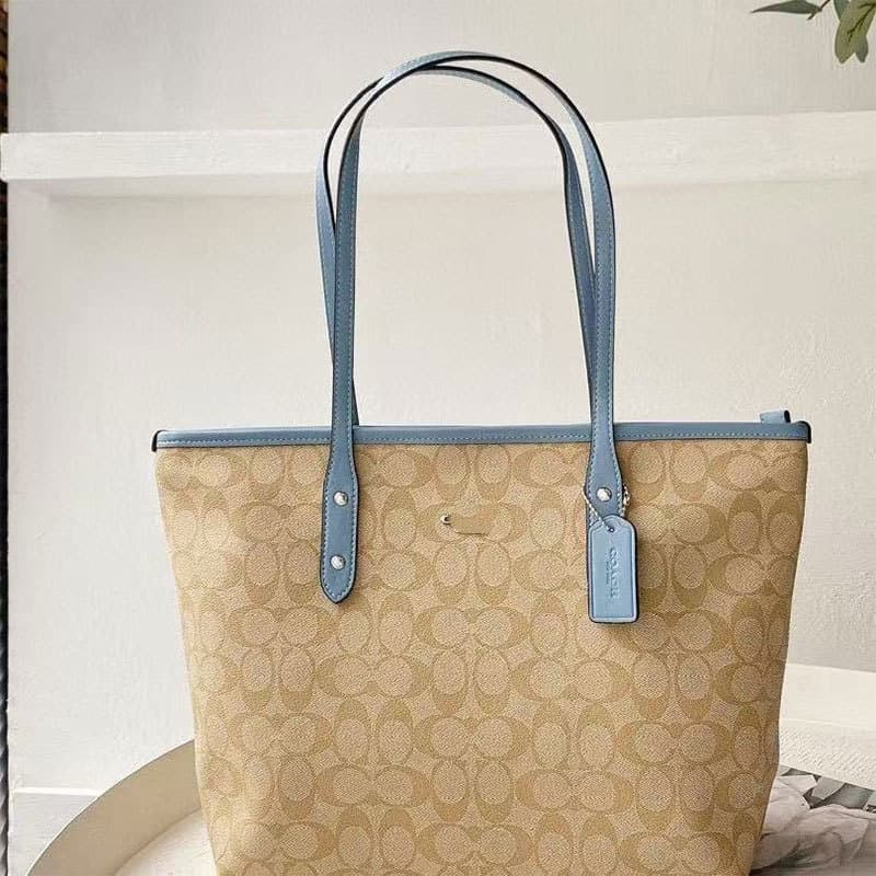 Koujia Double-Sided City30 Tote Bag, High-Quality Women's Bag, Vintage Print Shopping Bag, Large Capacity Mother-Child Commuter Tote