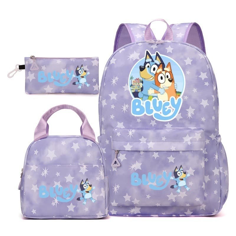 New Cartoon Bluey Casual 3-Piece Set Backpack Student Bag College Style Large Capacity