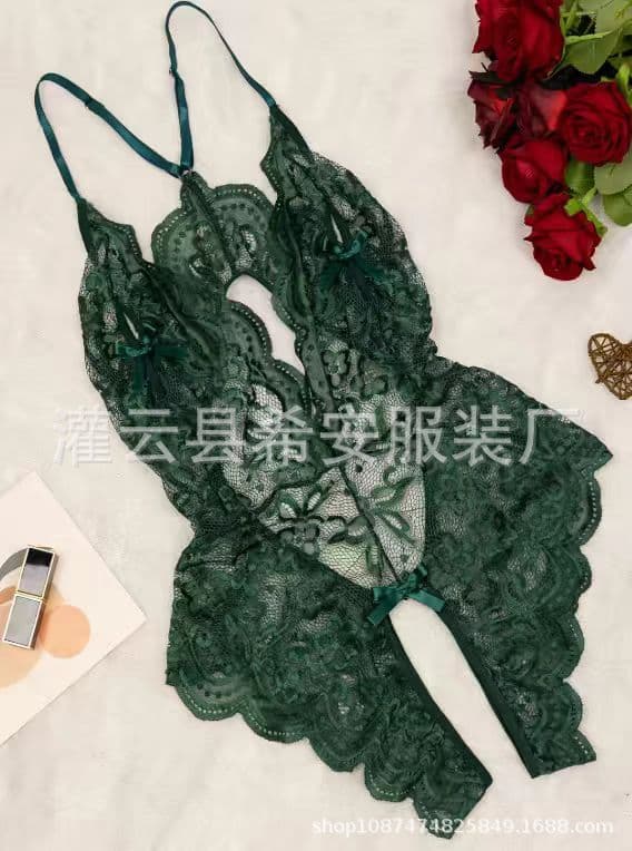 European and American sexy underwear women's plus size lace open crotch sexy backless free jumpsuit manufacturers wholesale
