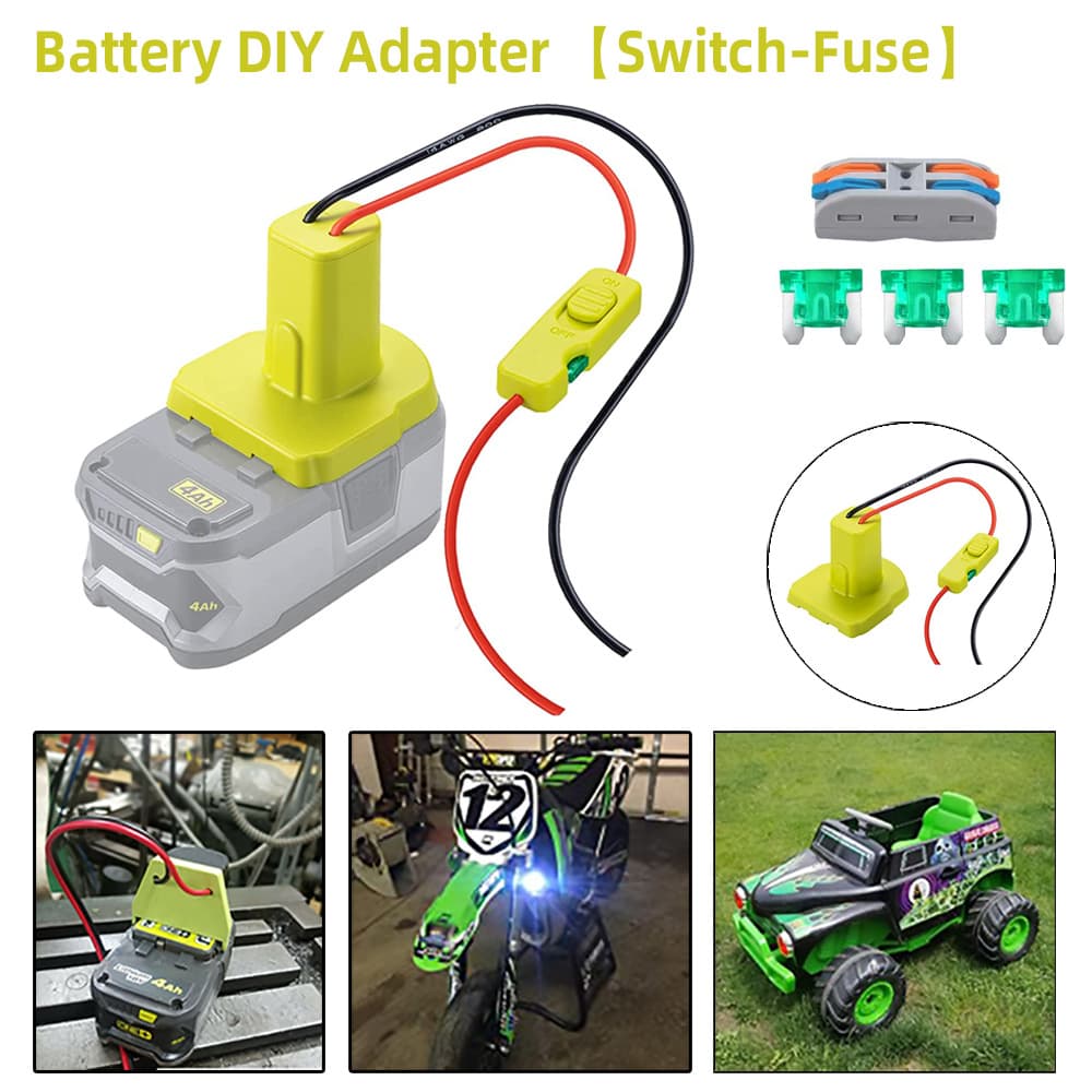 Compatible Dewalt Milwaukee Ryobi DIY Connection Wire Adapter 30A Fuse Integrated Switch