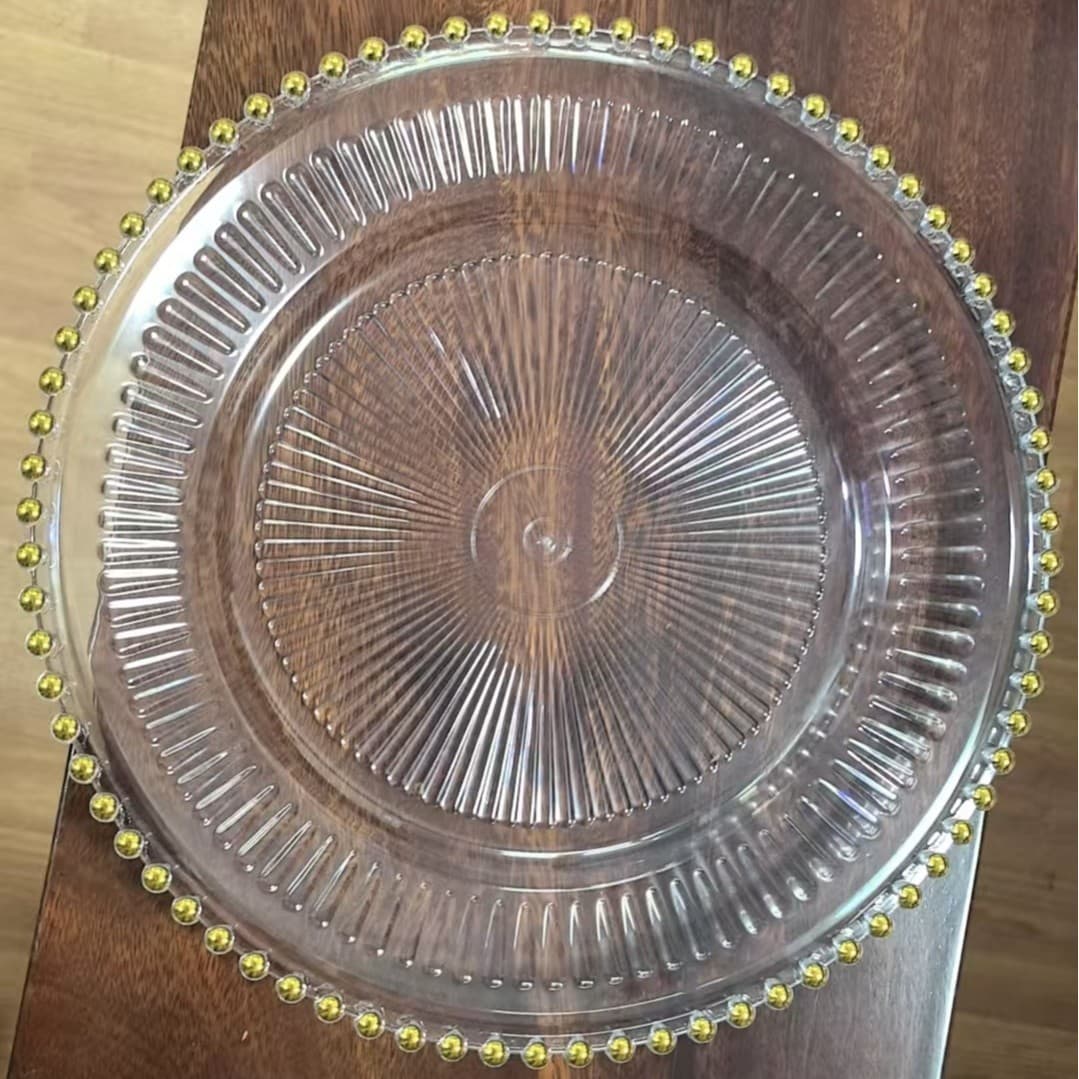 Round Transparent Plastic Plate 13inch Fruit Plate Clear Ps Charger Modern Minimalist