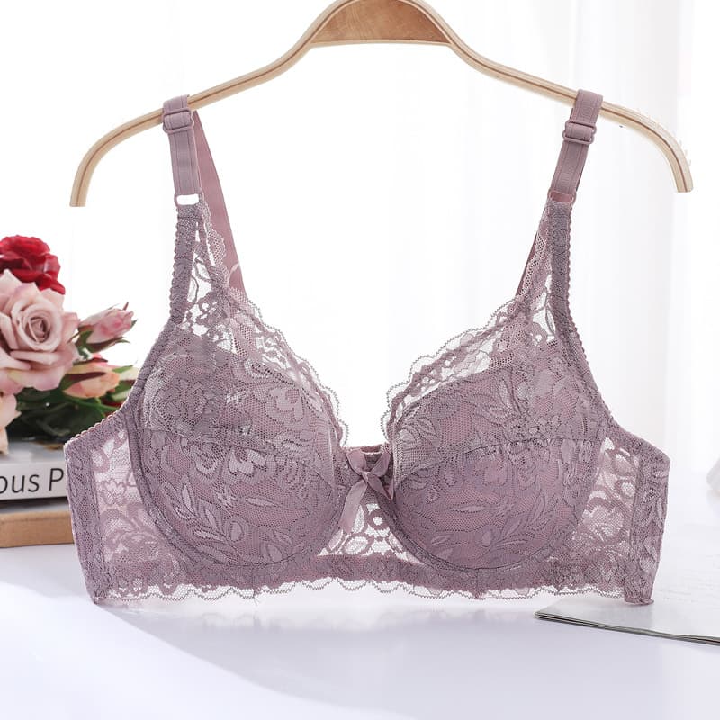 Plus-size, non-padded bra for women, adjustable large cup, sexy lace, thin, makes large breasts appear smaller, anti-sagging underwear.