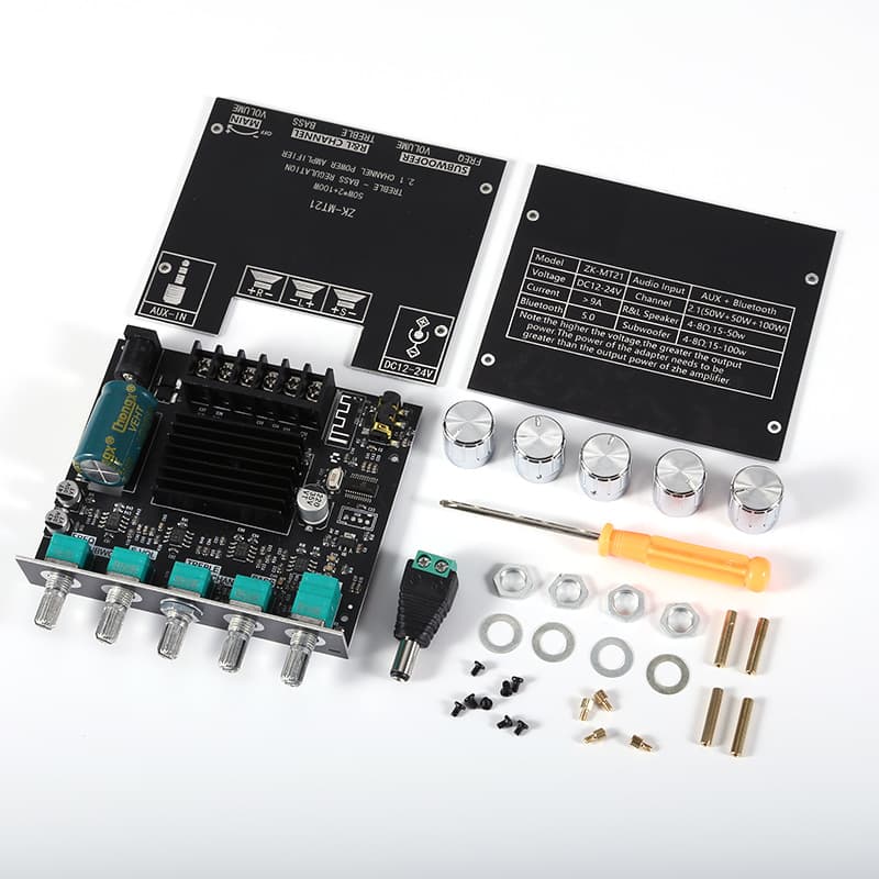 ZK-MT21 2.1 Channel Bluetooth Digital Amplifier Module, High and Low Frequency Subwoofer, Neutral, No Logo