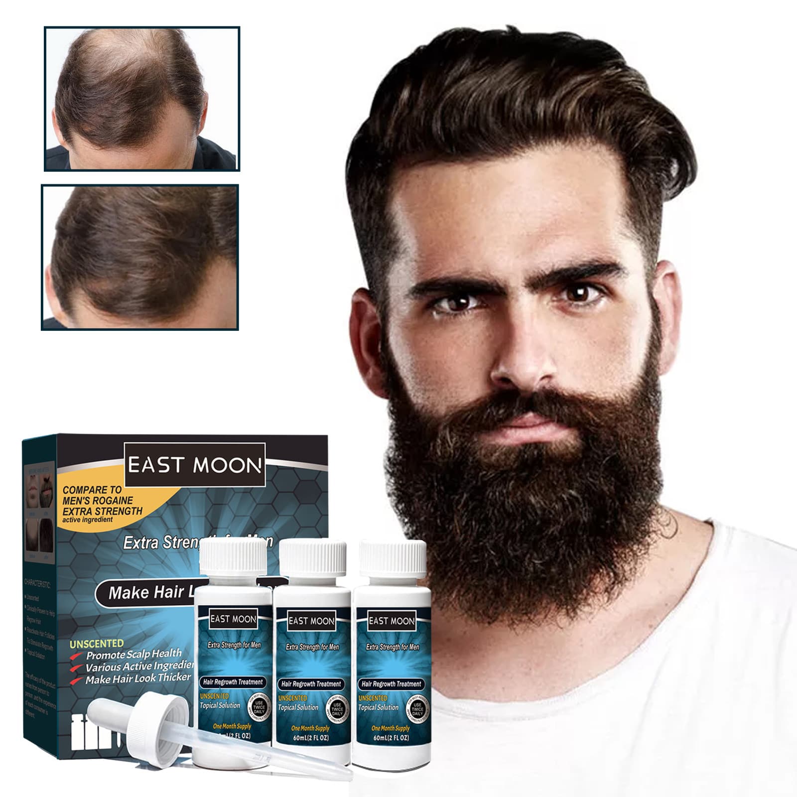 East Moon Men's Hair Thickening Liquid Anti-Hair Loss Nourishing Serum