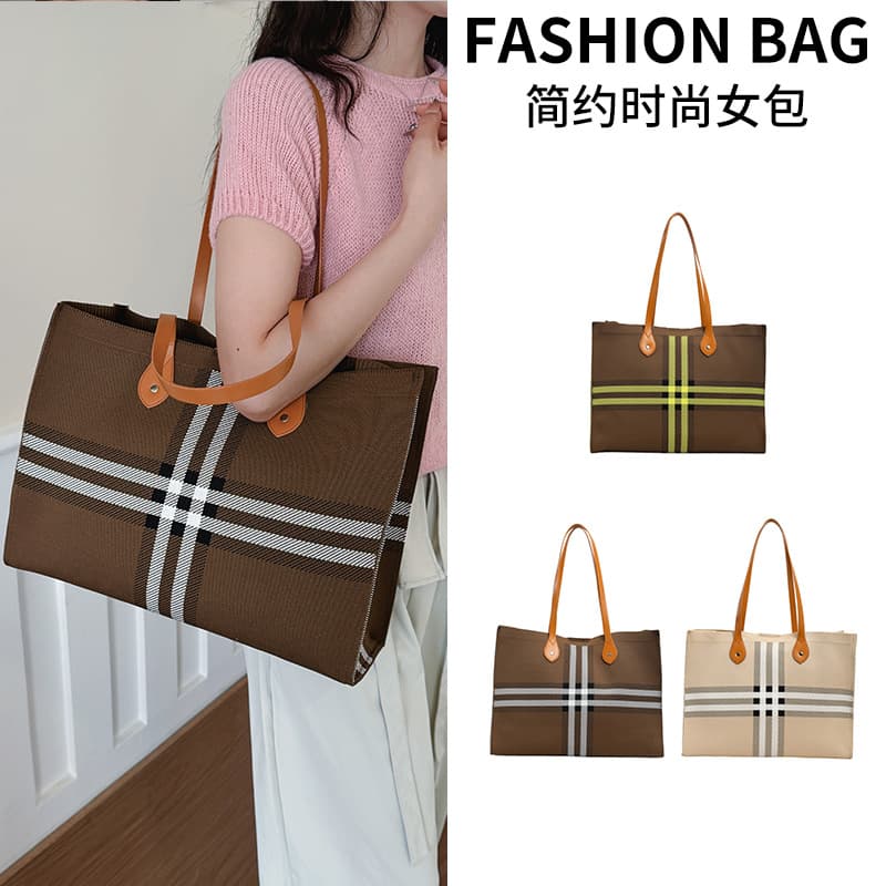Unique Design Plaid Tote Bag Women 2026 New Commuter Large Capacity Handbag Shoulder Bag