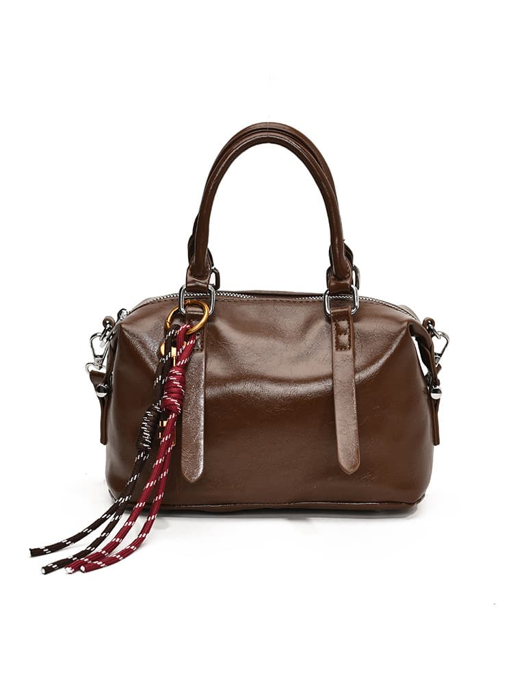 Premium Textured Handbag for Women 2025 New Retro Brown Boston Pillow Bag Shoulder Crossbody Bag