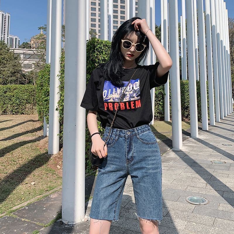 5/10 Stretch Denim Pants 2026 Summer High Waist Shorts Slim Fit