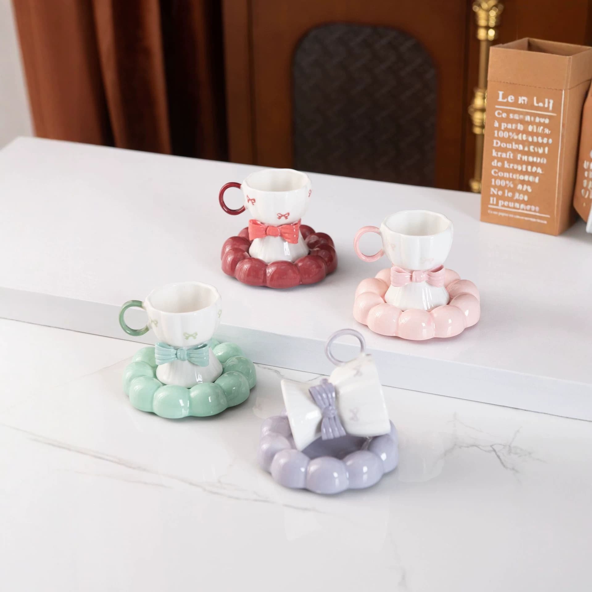 Hand-Painted Butterfly Coffee Cup and Saucer Set Cute Cloud Saucer