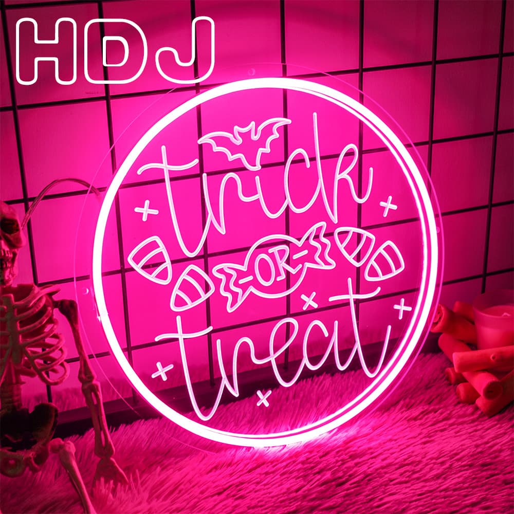 Halloween Ghost Neon Decoration Light Trick or Treat Letter Light Candy Atmosphere LED Shape Light