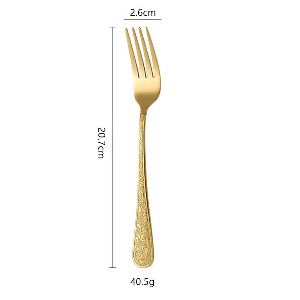 410 Stainless Steel Vintage Embossed Phoenix Tail Cutlery Set Floral Knife Fork Spoon Dessert Spoon