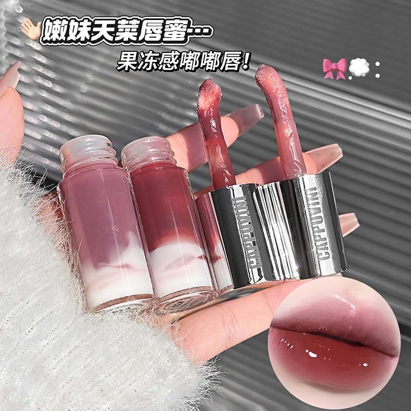 Cappuvini Raspberry Snow White Crystal Clear Lip Gloss Whitening Mirror Water Glossy Glass Lip Gloss for Students Cross-Border Makeup