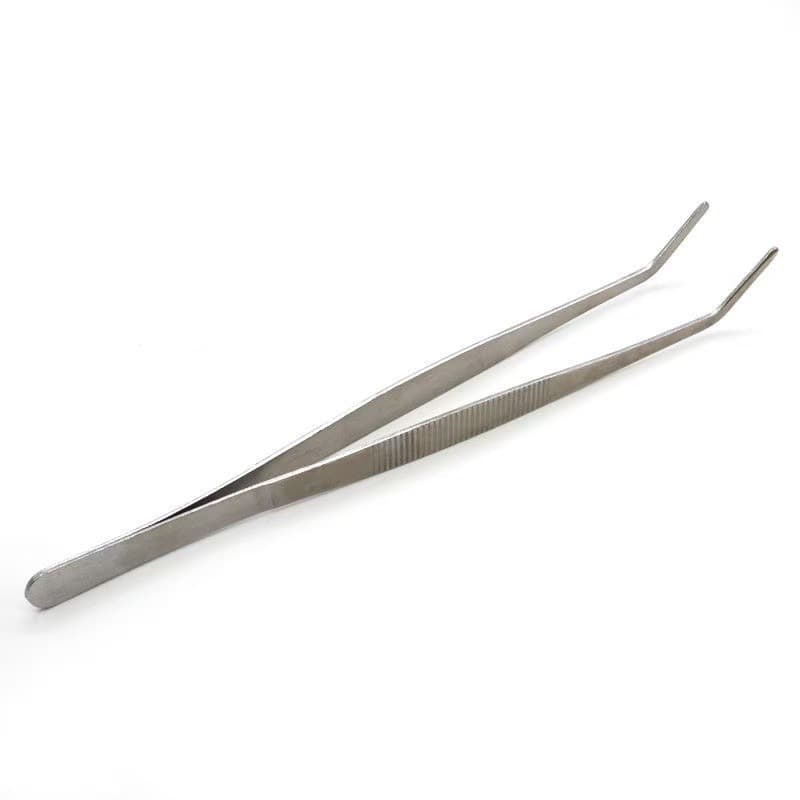 304 Stainless Steel Tweezers, Thickened Medical Tweezers with Serrated Non-Slip Round Tip, Iodine-Proof Dressing Forceps Clamp Tweezers
