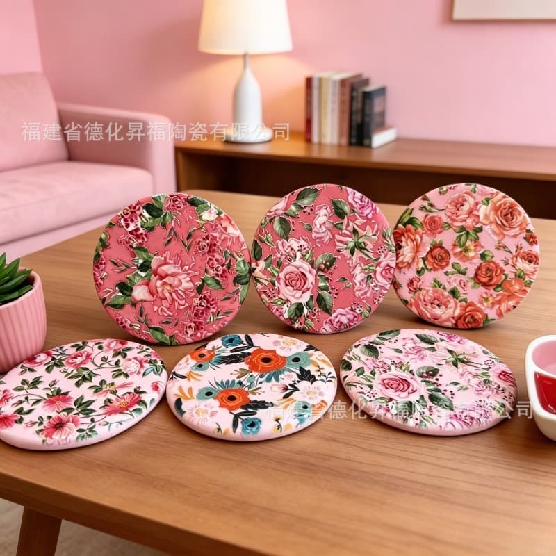 Directly Supplied from the Manufacturer, New Cross-Border Products, Retro Floral Pattern Cork Coasters, Heat-Resistant and Non-Slip, Valentine's Day and Mother's Day Gifts