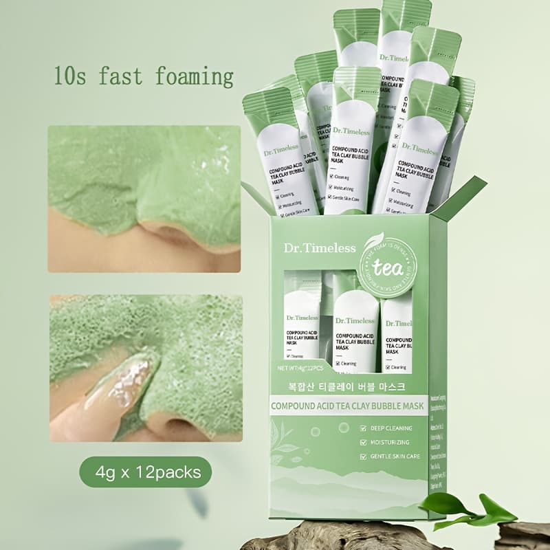 Bubble Mask, a travel-sized, portable facial mask for hydration and cleansing. Custom-made in our factory.