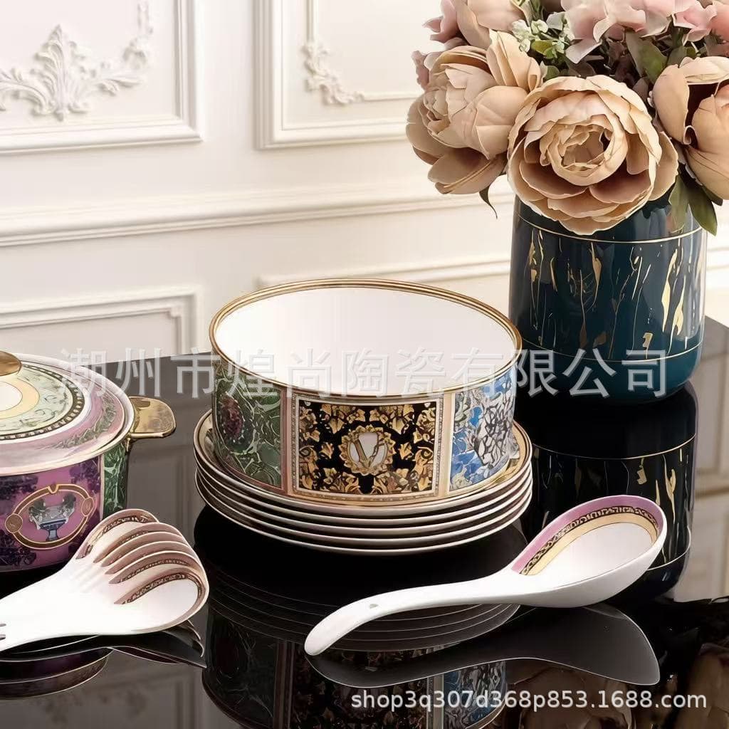 European Vintage Fanjia Noodle Bowl, Soup Bowl, Large Ramen Bowl, Glazed Rice Bowl, Ceramic Tableware