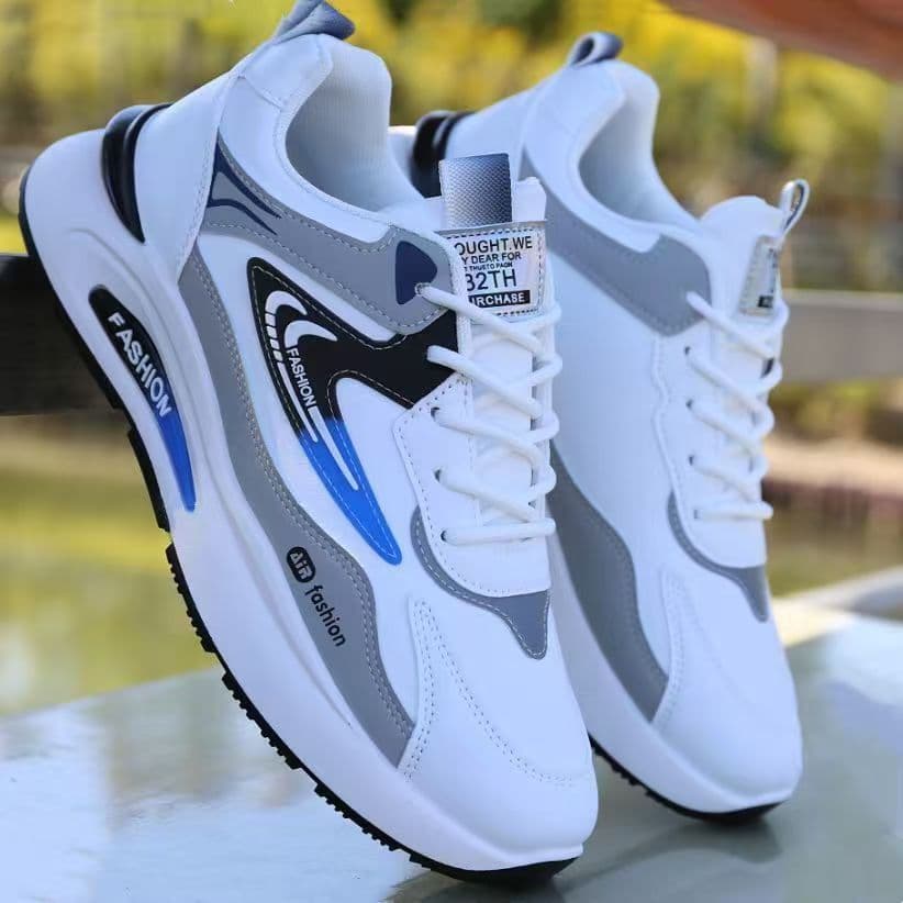 Men's Autumn New Leather Waterproof Sports Shoes Trendy Versatile Casual Dad Shoes Soft Sole Non-Slip Running Shoes