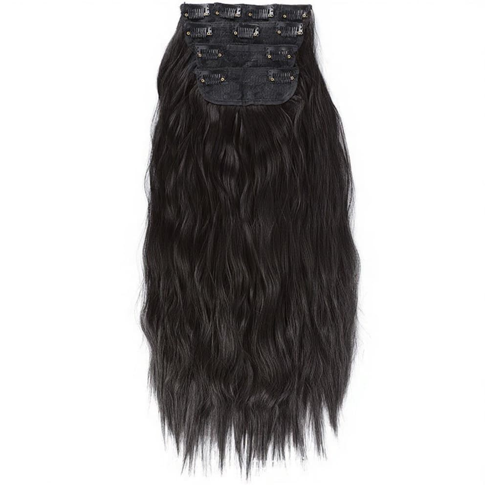 European and American style 4-piece water wave hair extension set with hair clips, BB clips, and long curly hair extensions for women.