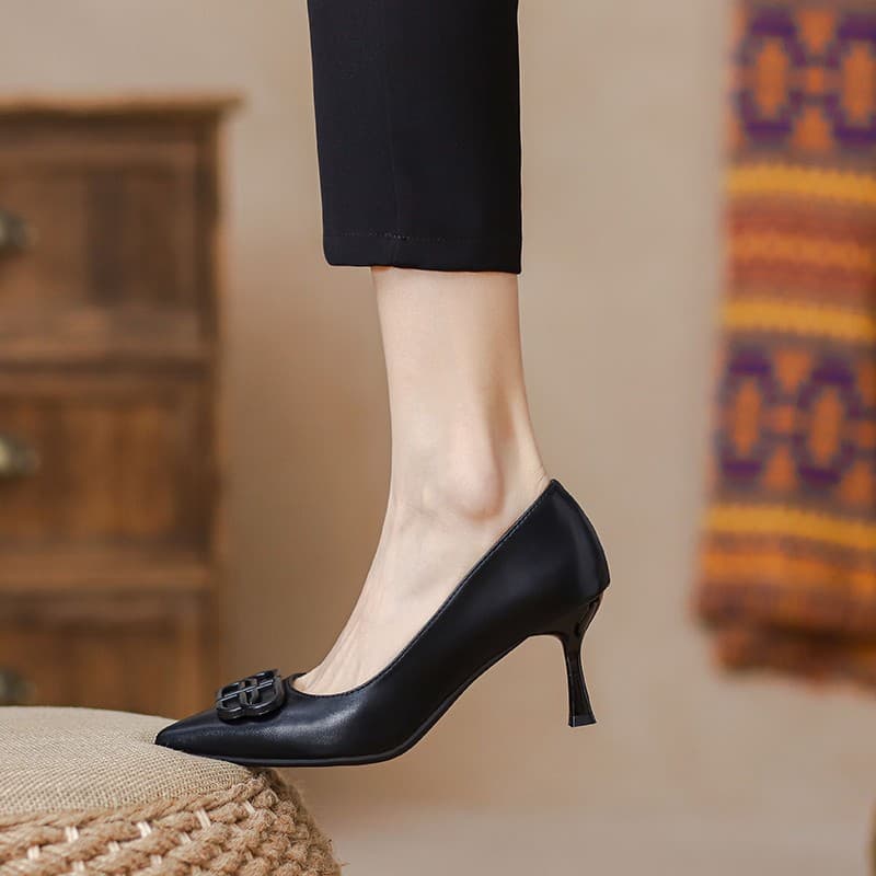 Women's High Heels 2025 Autumn New Arrival Black Stiletto Pointed Toe Shallow Mouth Trendy Sexy Elegant Student Ceremony Shoes