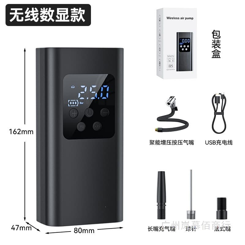Wireless digital display smart tire inflator, tire pressure monitoring, portable tire inflator