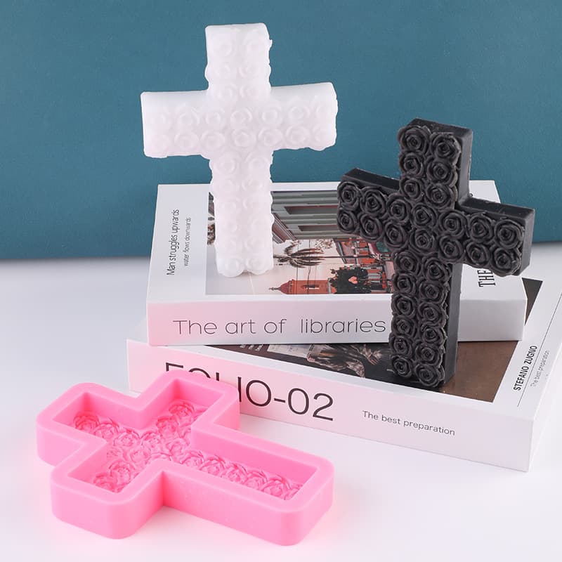 Halloween Rose Cross Silicone Mold DIY Handmade Creative Aromatherapy Candle Mold Decorative Ornaments