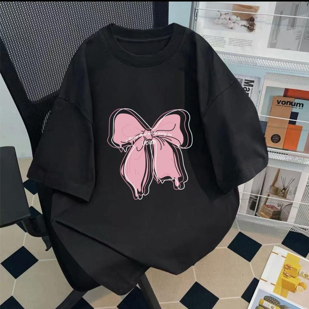 New Summer Short Sleeve T-Shirt for Girls, Loose Casual Cartoon Print Round Neck Kids Clothing