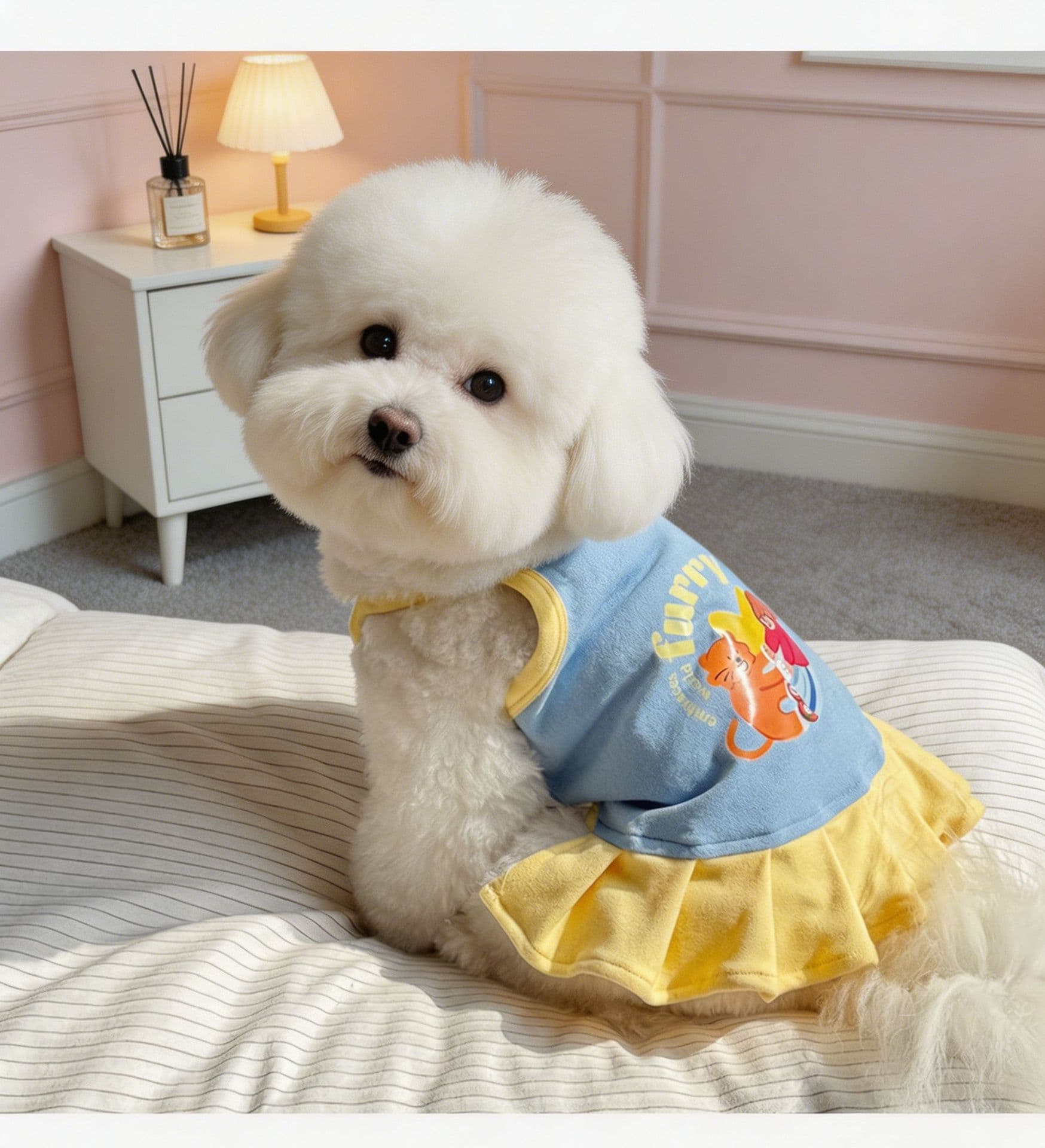 Spring and Summer Pet Dog Cat Clothes Tank Top for Small Dogs and Cats with Cute Print, Comfortable Pet Apparel