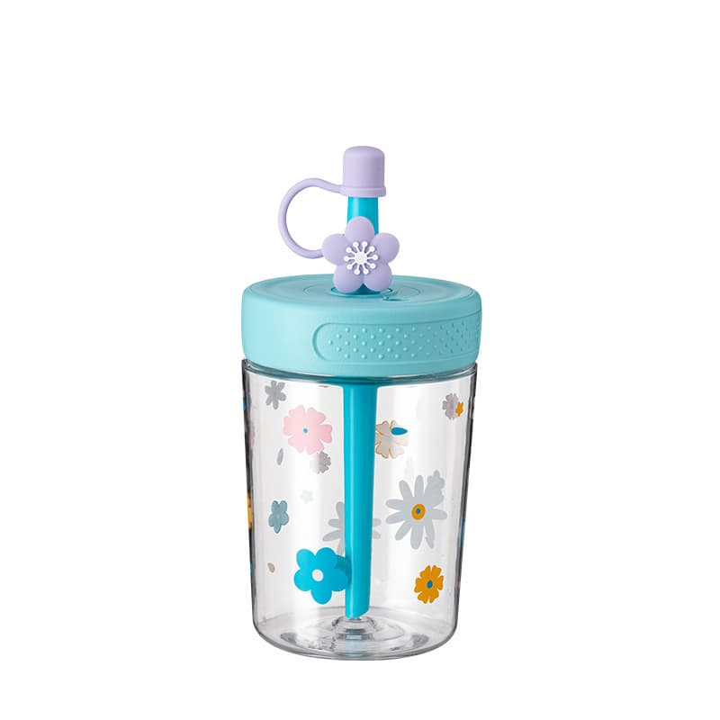 Ins Style Large Capacity Plastic Cup Forest Cold Brew Straw Cup Cute Simple Fresh Daisy Water Cup