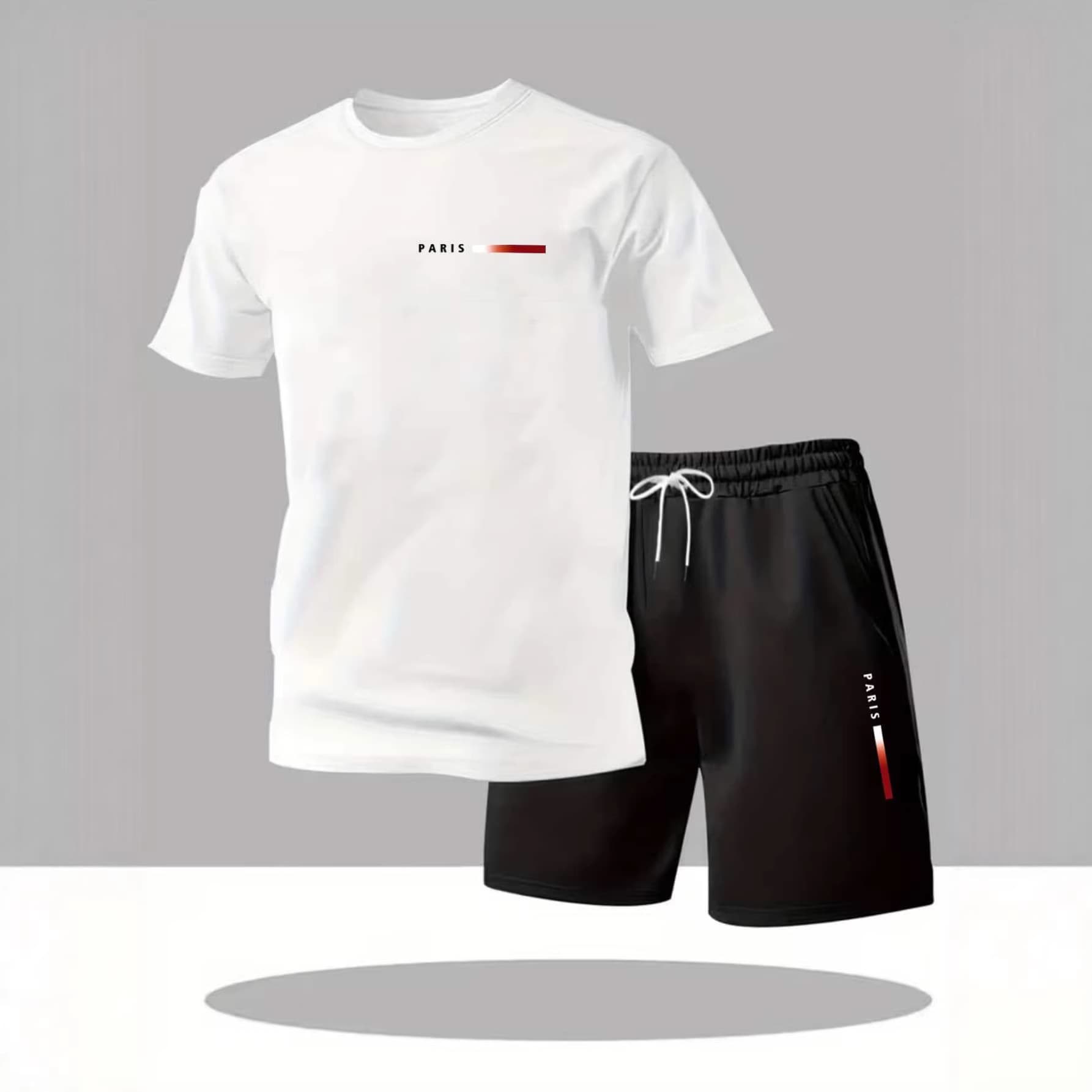 Men's Summer Thin Elastic Running Fitness Quick-Drying Sports Suit Set, Men's Ice Silk Mesh Short-Sleeve Shorts