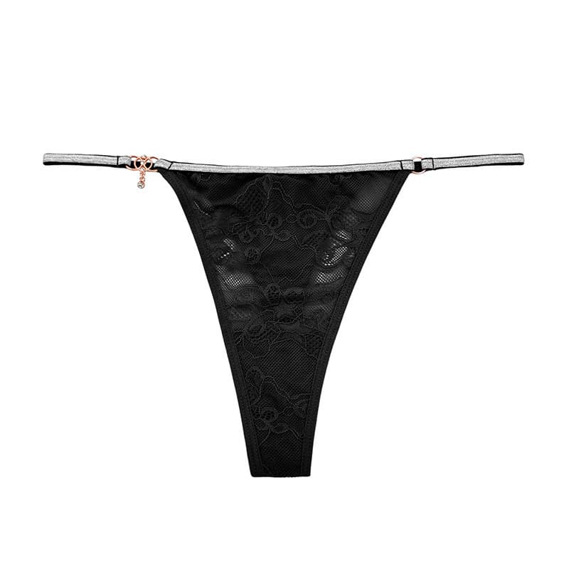European and American sexy lace low waist T-pants thong women's breathable with hollow seamless thin with transparent underwear women's foreign trade