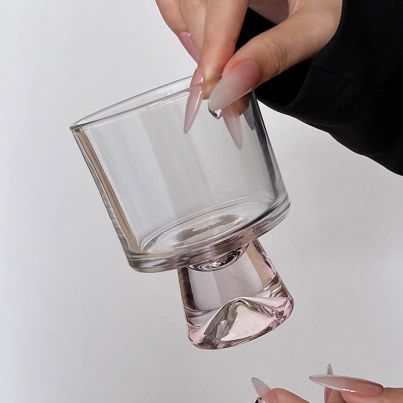 Pink limited mountain glass high sense niche tipsy cup goblet wine glass dessert coffee cup beverage cup