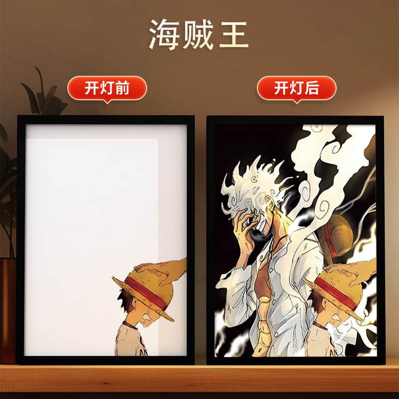 DIY Glowing Anime Zoro Decorative Painting Luffy LED Light One Piece Wall Art