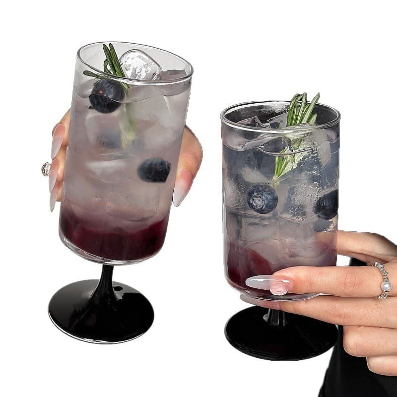 Straight Stemmed Glass Black Stem Cocktail Glass Creative Atmosphere Wine Glass Design Unique Glass Cup Juice Cup